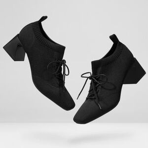 VIVAIA‎ Knit Oxford Block Heeled Lace Up Square Toe Sock Booties 7.5 EUR 38